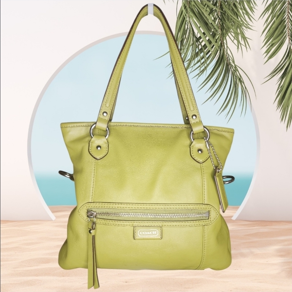 Rare Vintage Coach Daisy Mia Grass Green Leather Satchel Handbag